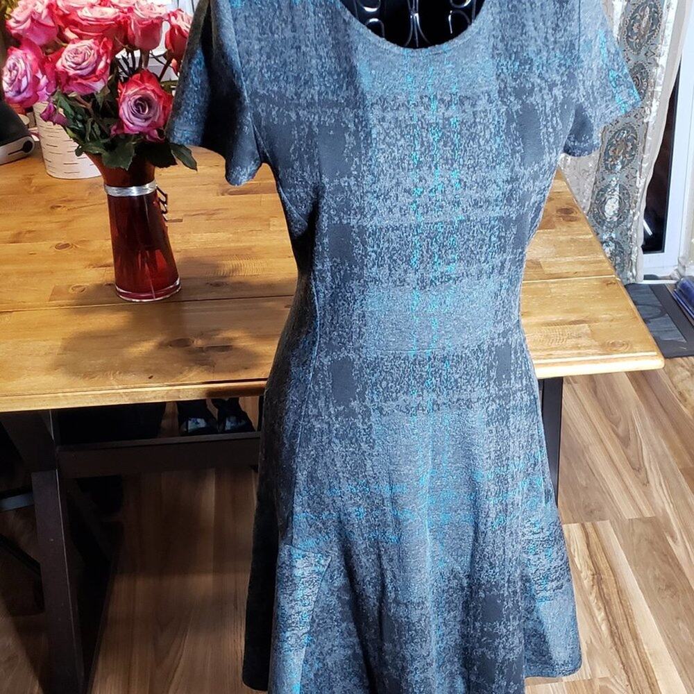 Betsey Johnson Black Teal Plaid Fit & Flare Dress